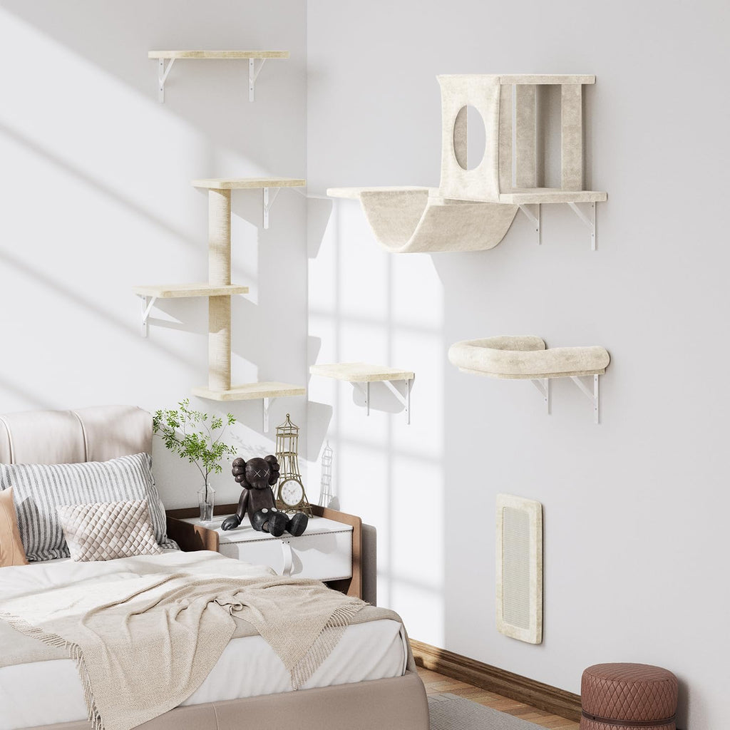 12-in-1 Cat Wall Shelves, Luxury Wall-Mounted Cat Shelves, Beige