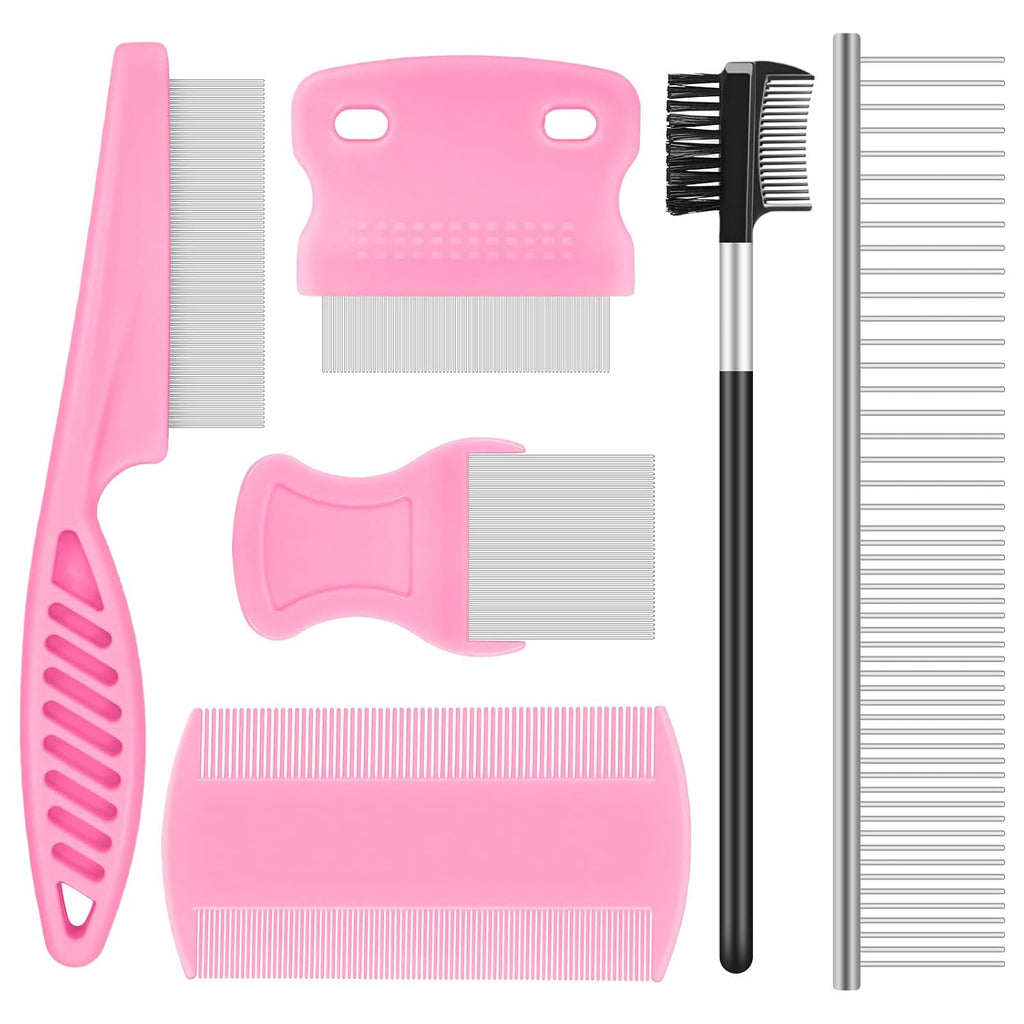 Kerros Flea Combs for Dogs and Cats, Stainless Steel Pet Grooming, 6 Pack