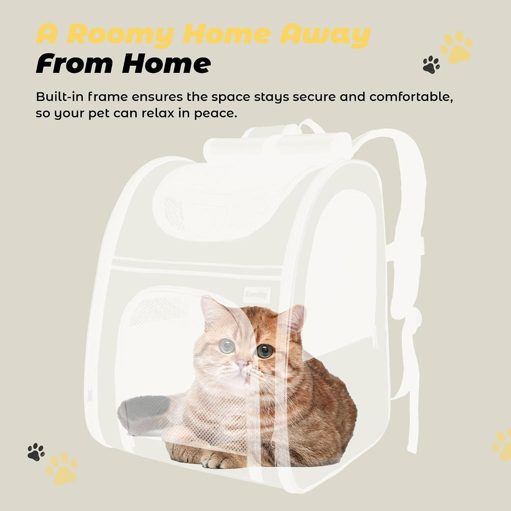Zavothy Cat Backpack Carrier – Expandable Airline Approved Pet Travel Bag for Cats & Small Dogs, Breathable Mesh Pet Carrier Backpack with Padded Base (Black)