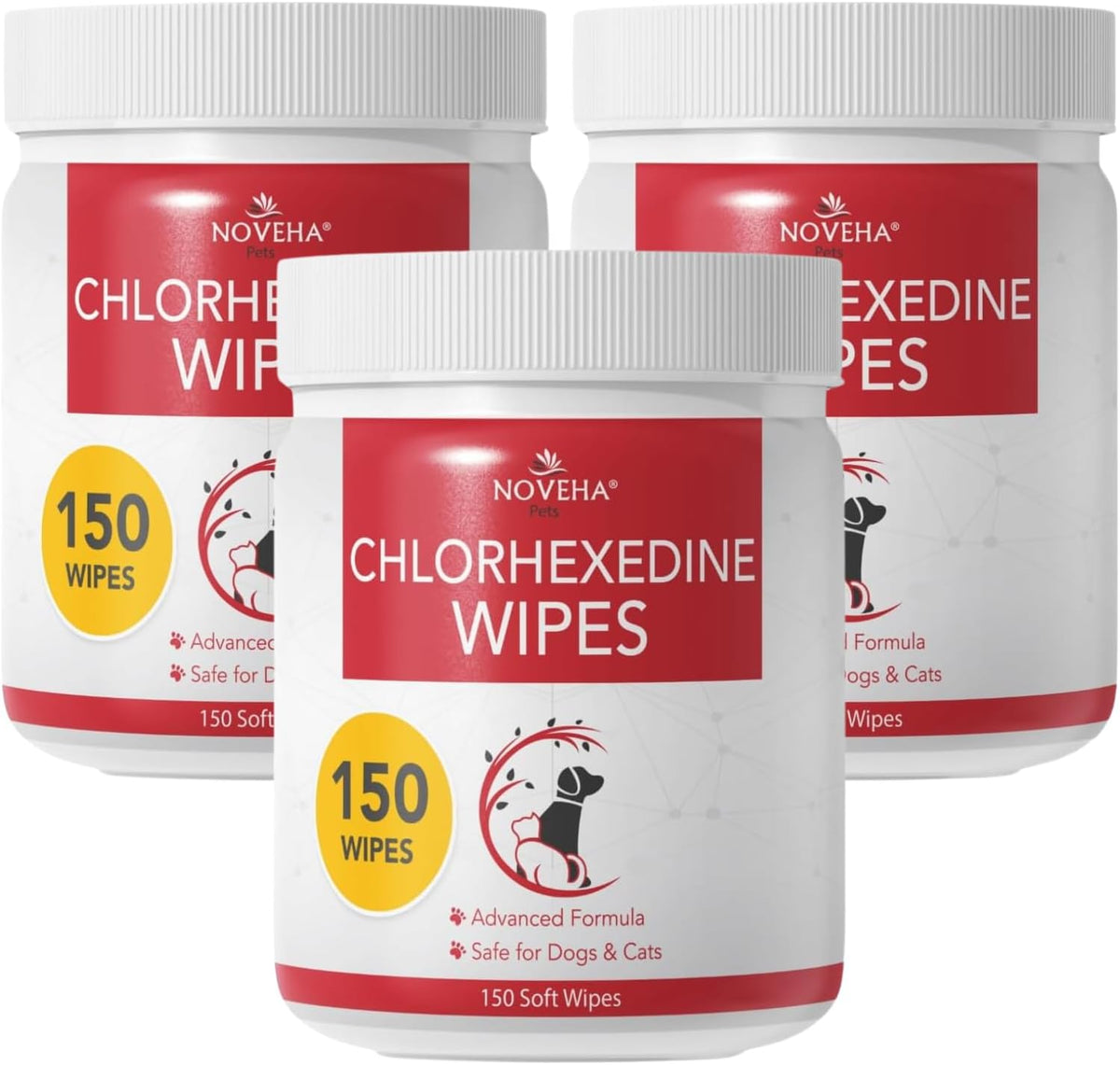 NOVEHA Pet Wipes - Formulated Pet Wipes - for Facial and Finger Folds, Underarms - 3" x 2" Size (450 Counts)