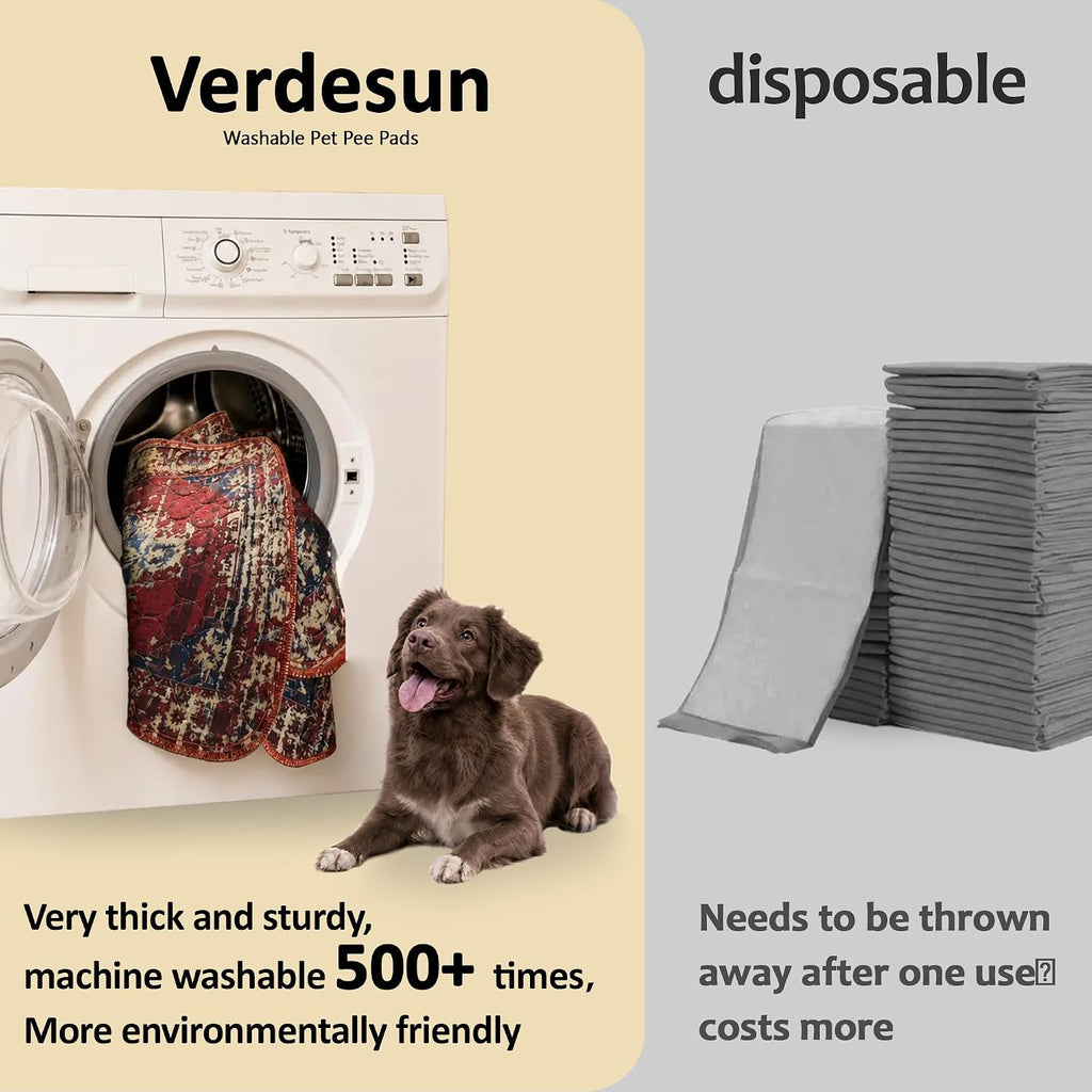 Washable Pee Pads for Dogs, Reusable Puppy Potty Training Pads, Ultra-Absorbent Thick Waterproof Leak-Proof Non-Slip Pads & Mat for Crate, Playpen, Floor, Whelping & Housebreaking , 2 Pack 54"x54"