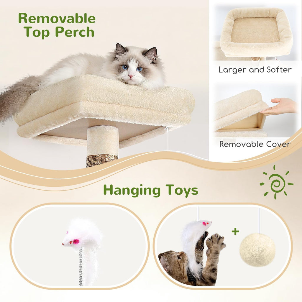 Globlazer Sturdy Cat Tree for Indoor Cats 20 lbs, S68, Beige