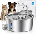 Stainless Steel Cat Water Fountain 108oz/3.2L, Dog Water Fountain for Cats & Dogs Indoor, LED Light, Quiet Pump, Faucet & Bubbling Dual Flow Modes, 4-Layer Filter, Dishwasher Safe