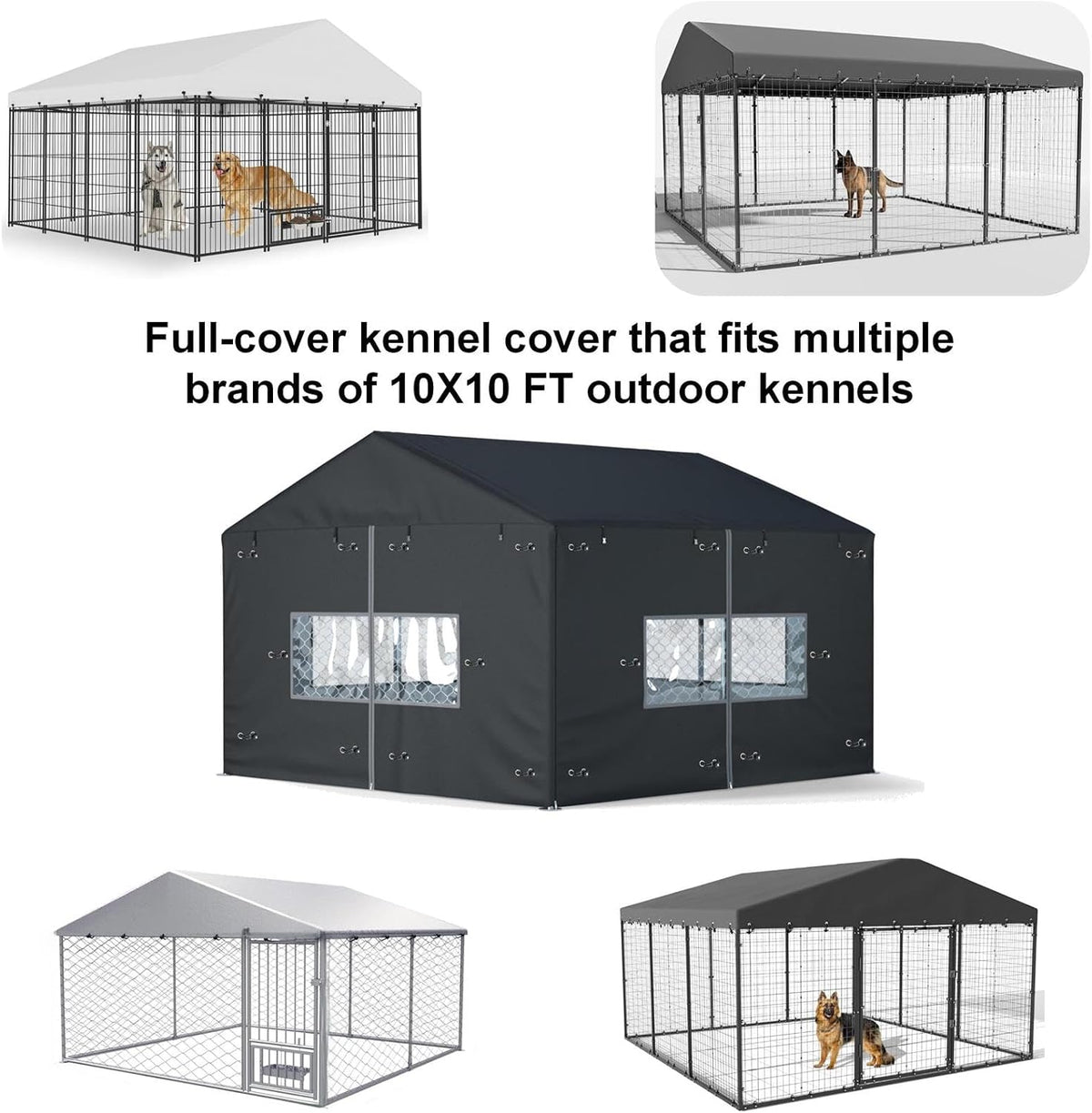 Outdoor Dog Kennel Cover 10x10x7ft All-Season Outdoor Dog Enclosure Covers