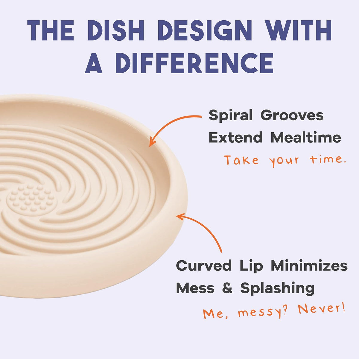 Lick Dish - Silicone Lick Mat + Slow Feeder for Cats & Small Dogs (Almond)