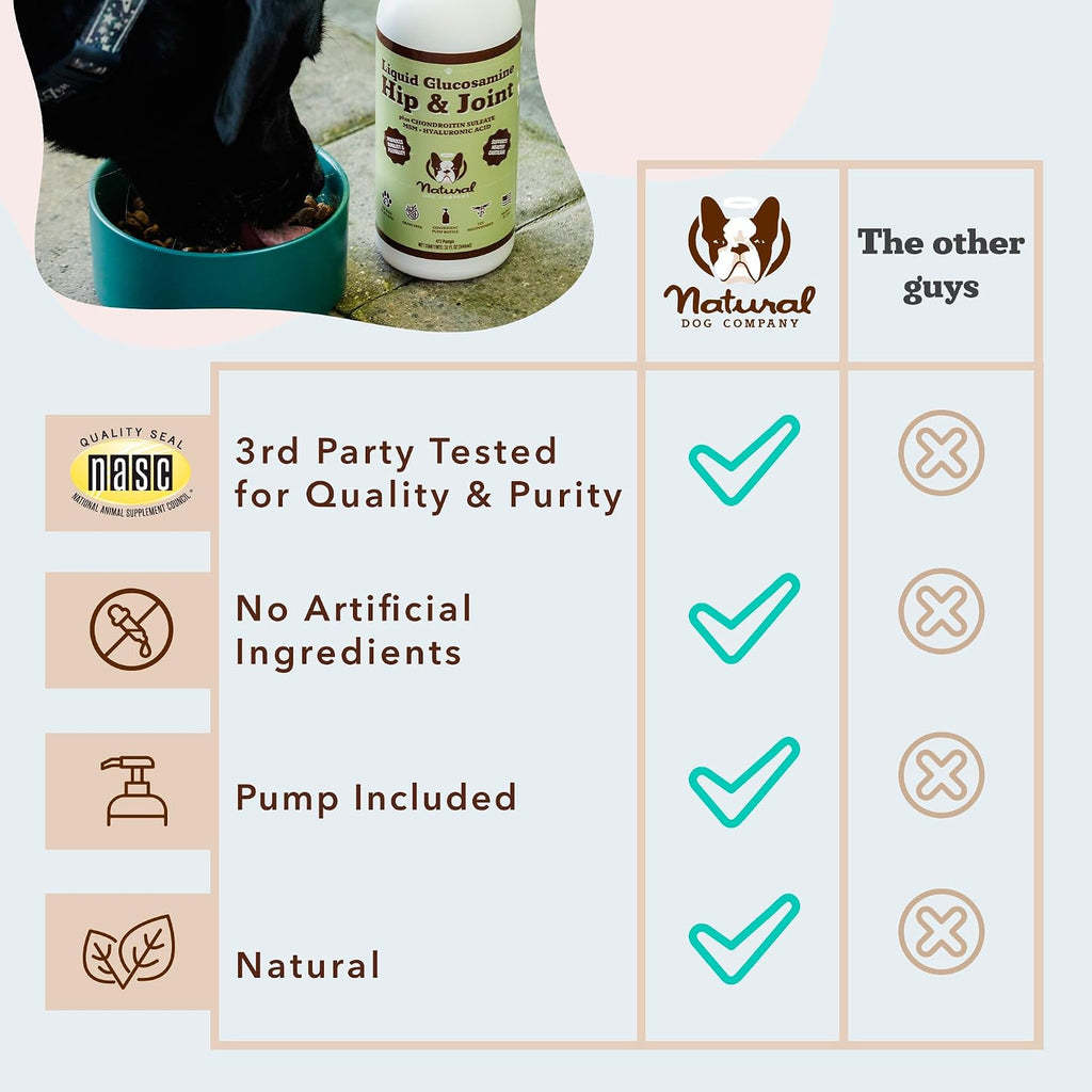 Natural Dog Company Liquid Glucosamine for Dogs, Hip & Joint Oil, 32 fl oz