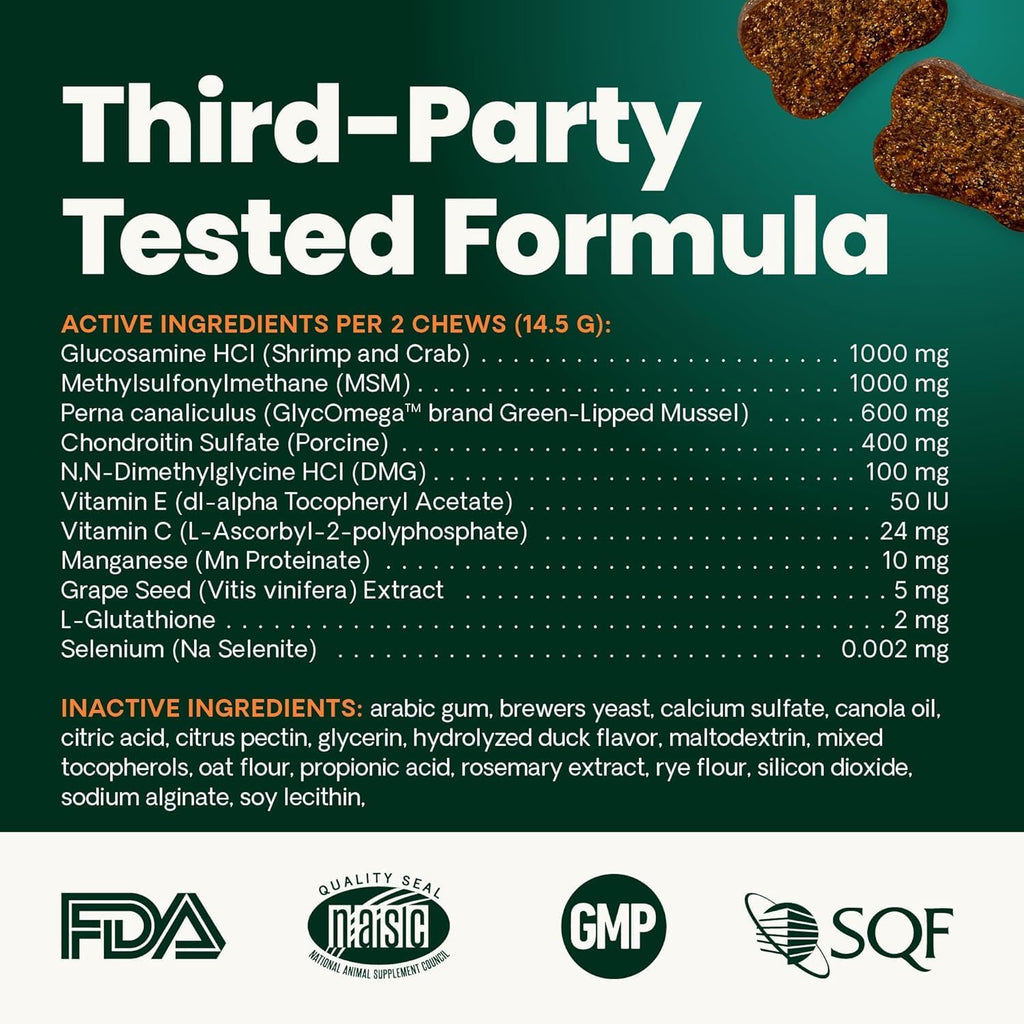 VetriScience Ultimate Strength Healthy Hip & Joint Chews for Dogs, 60 Count