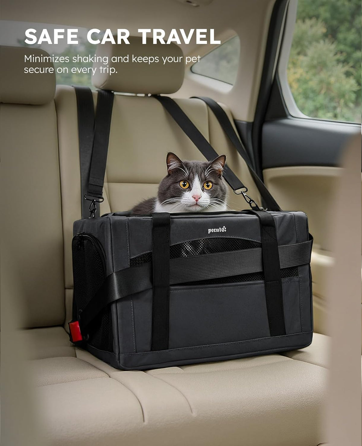 Pecute Cat Carrier Stable, Pet Carrier with Privacy Partition,Dark Gray