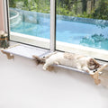 Zakkart 2-PC Easy Seat Cat Perch for Windowsill (Natural Wood/Gray, M)