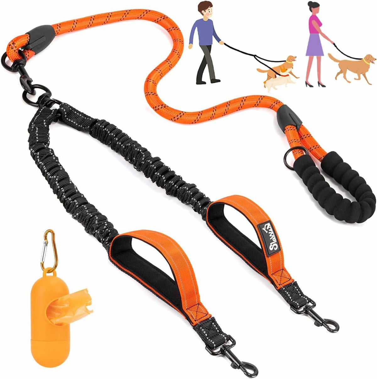 Lukovee Double Dog Leash, Heavy Duty Lead, No Tangle, L