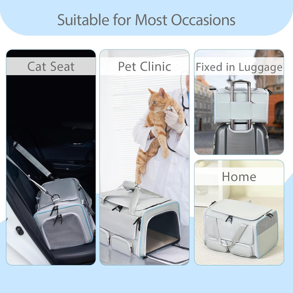Cat Carrier for Pets up to 15 lbs, Soft-Sided Collapsible Pet Carrier