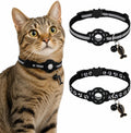 Cat Collar Breakaway 2packs, Reflective Kitten Collar with Apple Air Tag Holder and Bell for Girl Boy Cats, 0.4 Inches in Width and Lightweight (Black)