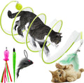 Self Play Cat Hunting Spiral Tunnel Toy, Folded Cat Spring Tunnel Toys for Indoor Cats (Green)