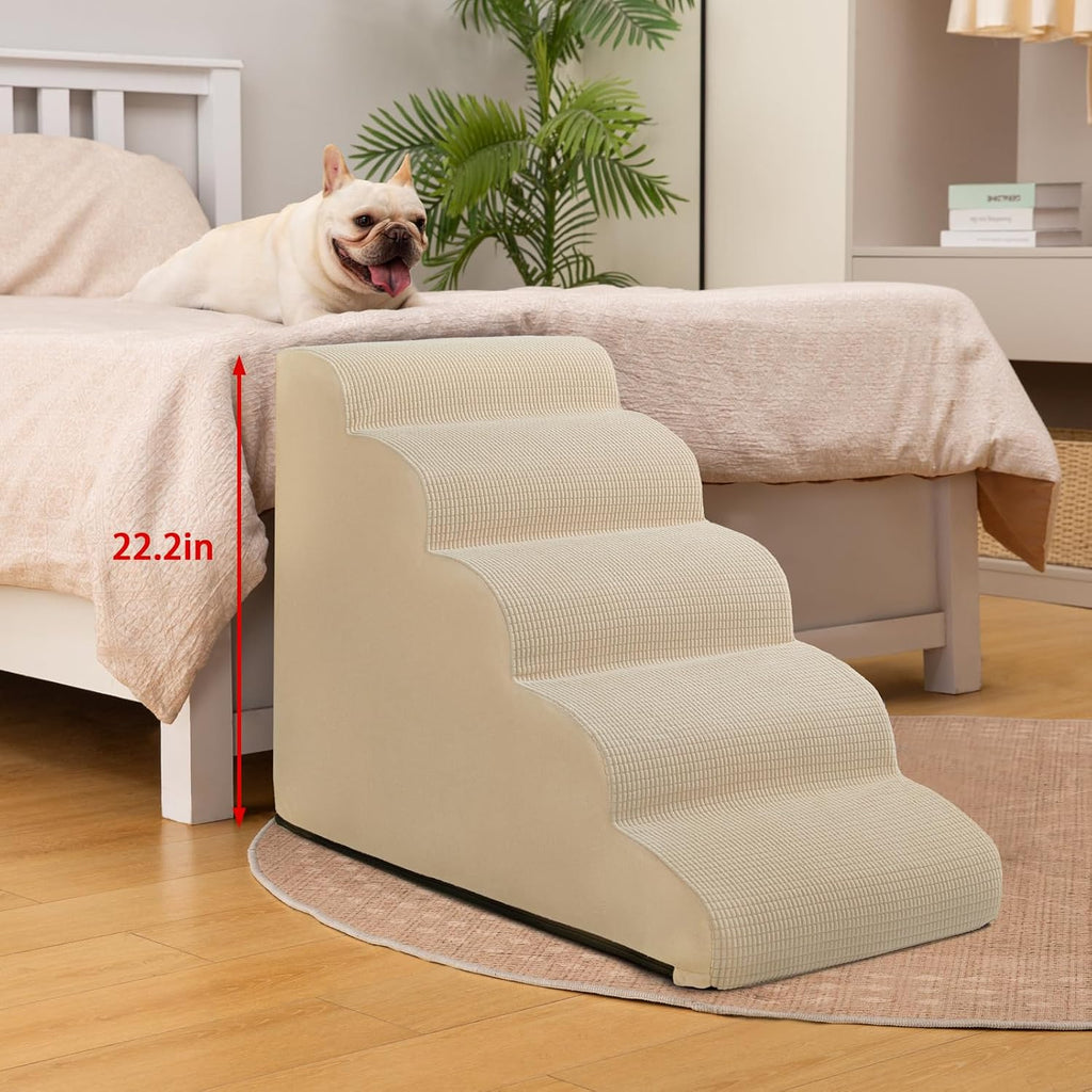 Aodisman Dog Stairs for High Bed,5-Step Pet Ramp for Small Dogs and Cats