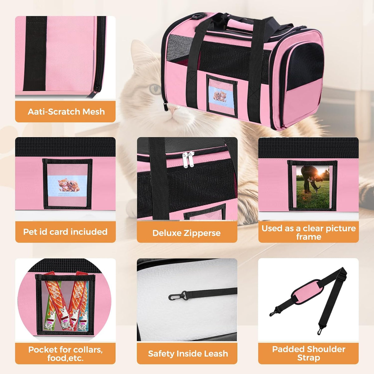 Cat Carriers Soft-Sided Cat Carrier Soft(Up to 16 Lbs),Breathable Pet Bag
