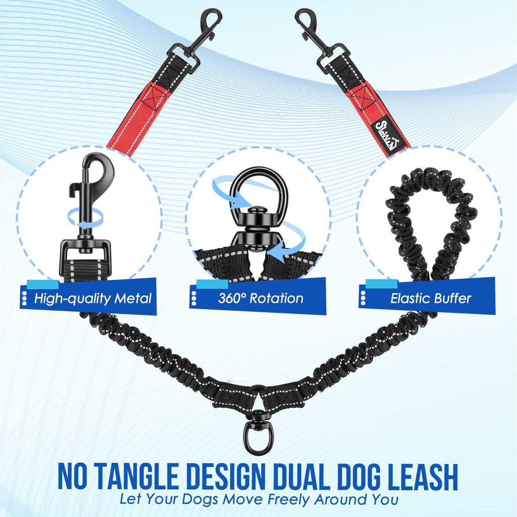 Lukovee Double Dog Leash, Heavy Duty Lead, No Tangle, M