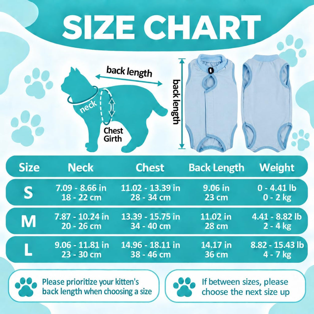 Avont Cat Recovery Suit - Kitten Onesie for Cats After Surgery