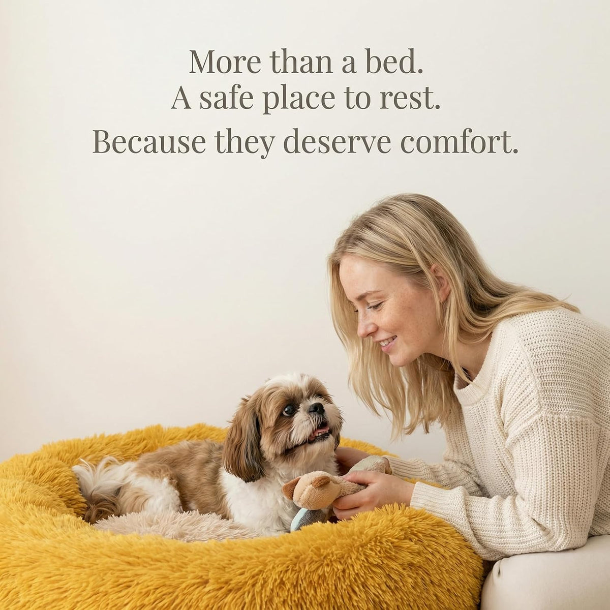 nononfish Cozy Dog Bed for Small Dogs,Plush Calming Pet Bed