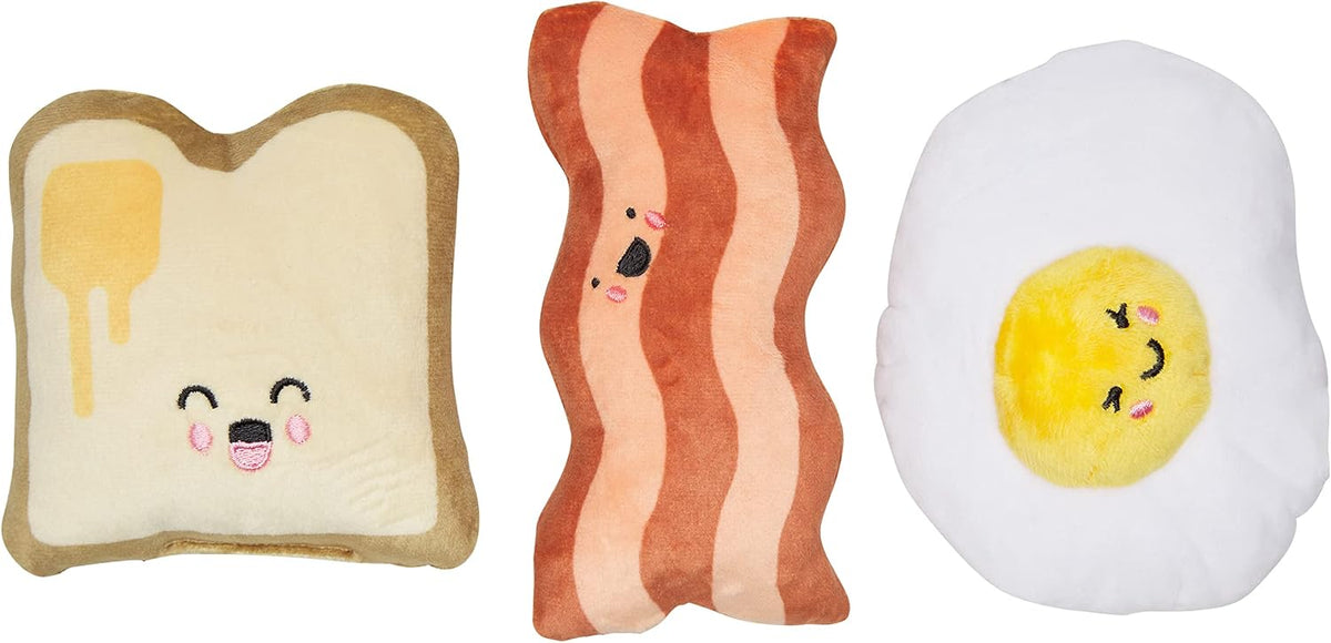 Pearhead Breakfast Dog Toy Set - 3-Piece Bunch Food Theme (Egg