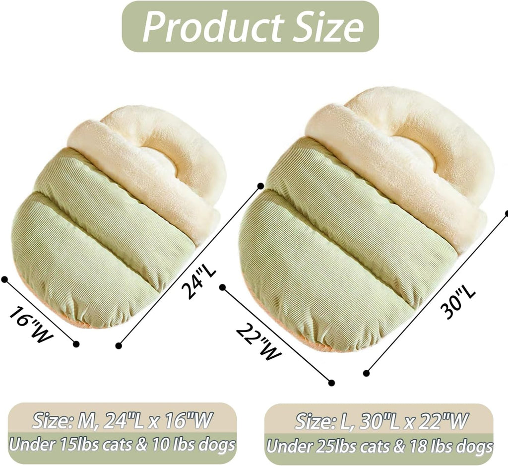 Cat Bed - Cat Cave Bed for Indoor Cats and Small Dogs, Cute Slipper Cat Cave Bed Cat House, Cozy & Soft Plush, Anti-Slip &Durable, Washable for Kittens and Puppies Under 15 lbs (24"x16", M, Green)
