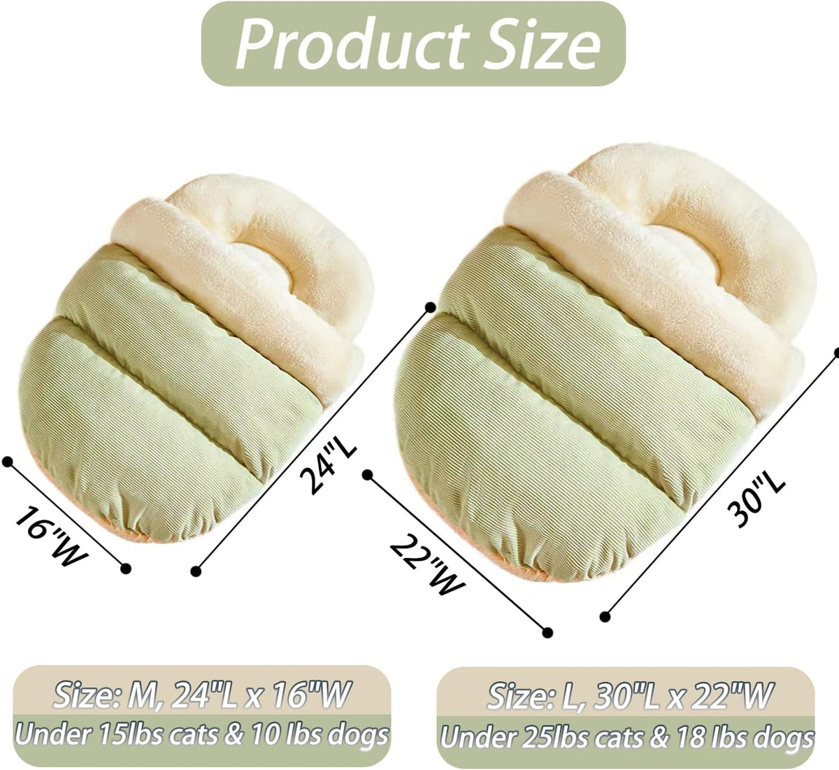 Cat Bed - Cat Cave Bed for Indoor Cats and Small Dogs, Cute Slipper Cat Cave Bed Cat House, Cozy & Soft Plush, Anti-Slip &Durable, Washable for Kittens and Puppies Under 15 lbs (24"x16", M, Green)