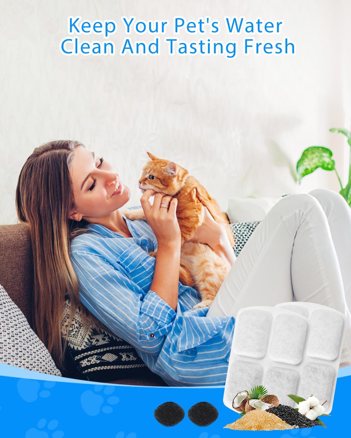 12+12 Pack Filter Replacement Compatible with FEELNEEDY 8L Dog Water Fountain FN-W18, Water Fountain Filters, Dog Water Replacement Filters, Pet Fountain Filters with Pump Sponges for Pet