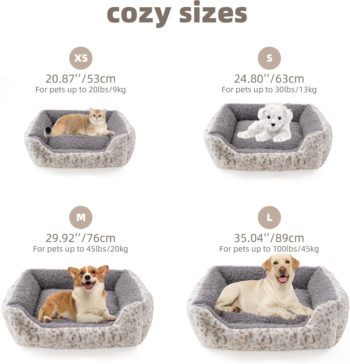 Smouatou Dog Soft Bed, Anti-Anxiety Puppy Cuddler Bed for Puppy Dog and Cat (Grey, L)