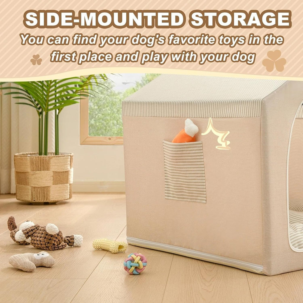 ndoor Dog House with Frame, Cute Dog Tent Bed with Cover Cave