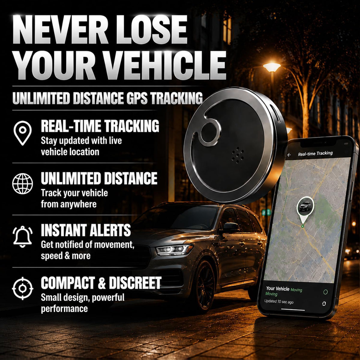 GPS Tracker for Vehicles,Cars,Kids,Pets,and Motorcycles | Real-Time Location Tracking | No Monthly Fee No Subscription | GPS Tracker Device for Car,Dog,Elderly,and Personal Use