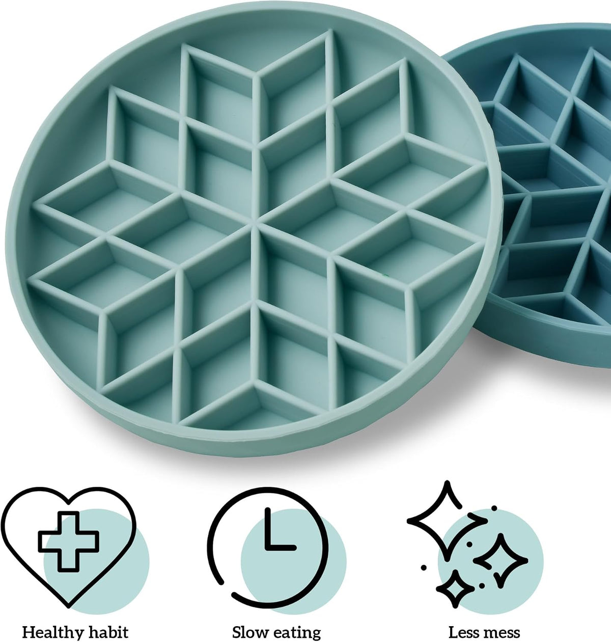 OHMO Slow Feeder Dog Bowl, 7.3" Lick Mat for Dogs, Diamond, Light Blue
