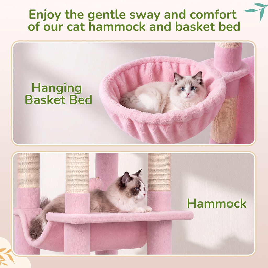 Globlazer Pink Corner Cat Tree Tower with Scratching Post, C51, Pink