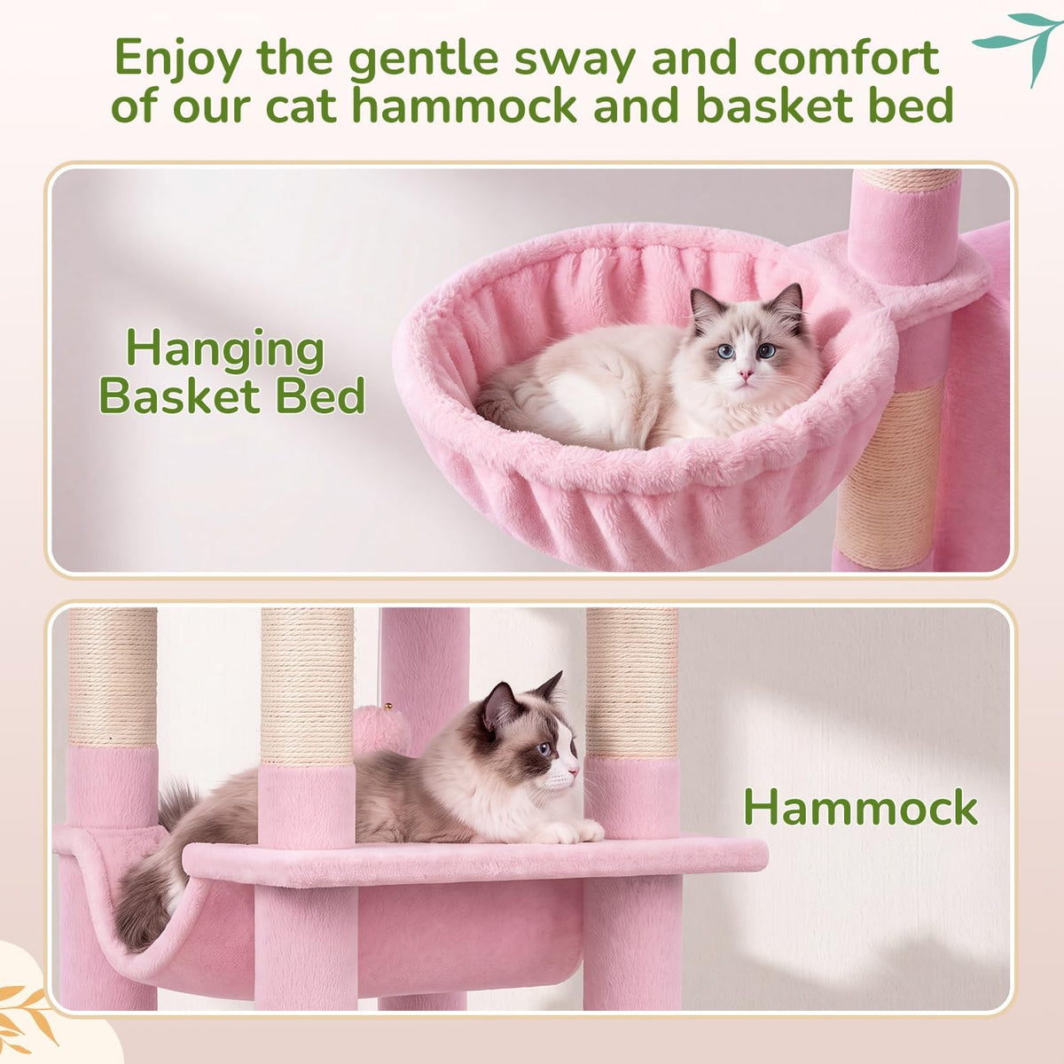 Globlazer Pink Corner Cat Tree Tower with Scratching Post, C51, Pink