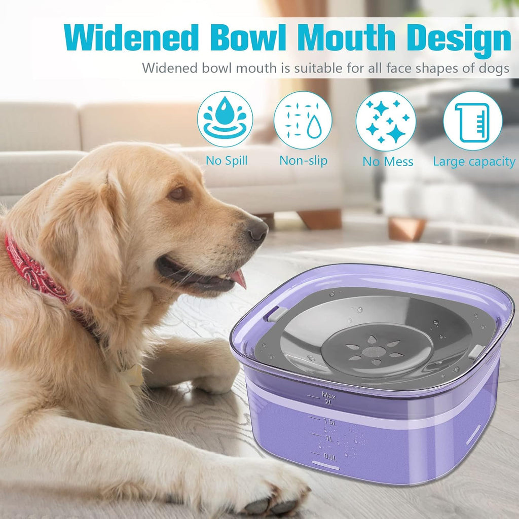 UPSKY 70oz Dog Water Bowl, No Spill Slow Drinking Feeder for Messy Drinker | Large Capacity, Spill Proof, Prevent Pet Prevents Choking, Anti-Slip, Visible Water Level, Suitable for Travel and Car Trips