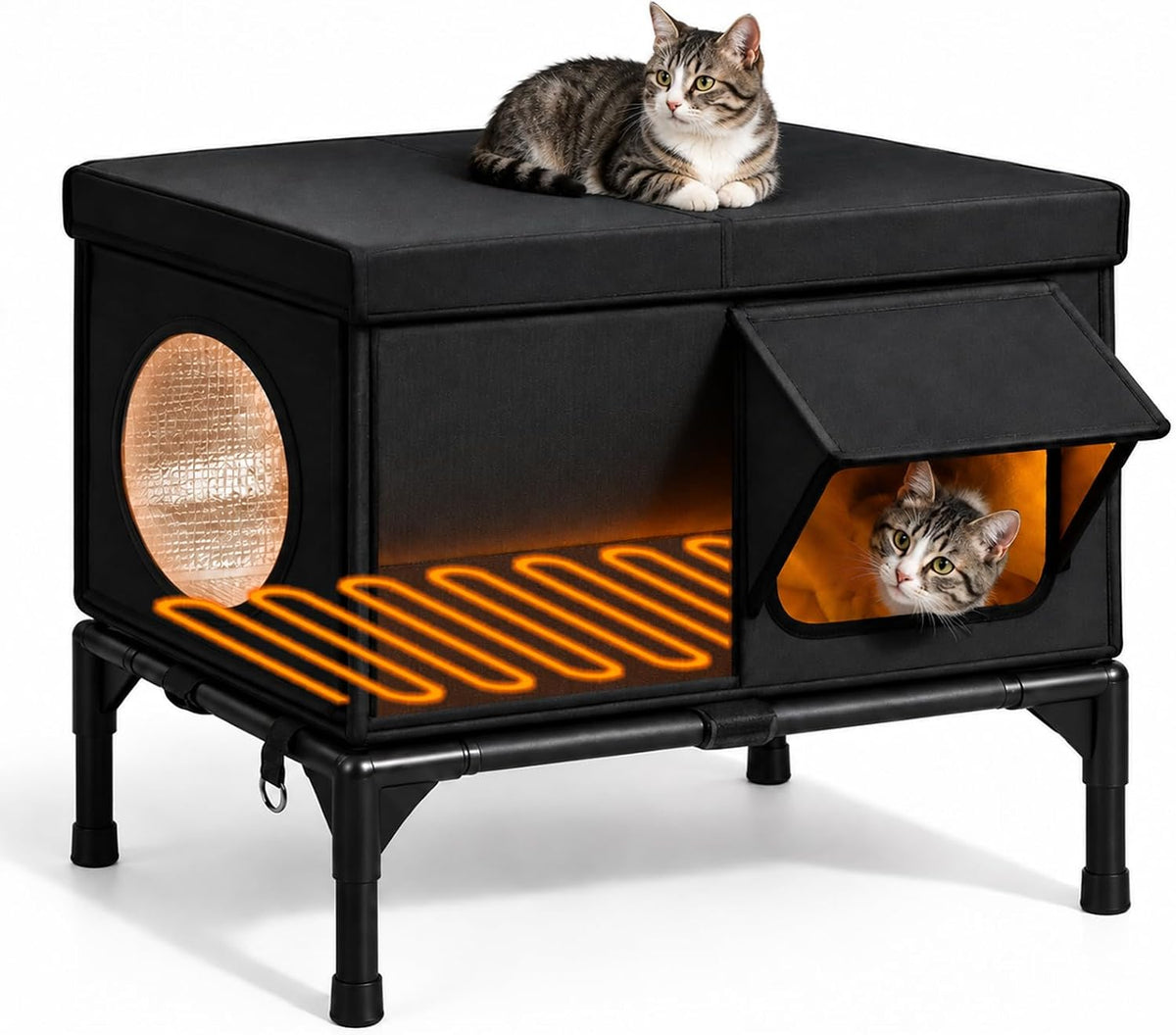 Cat Houses for Outdoor Cats, Insulated Heated Outdoor Cat House Shelter, M