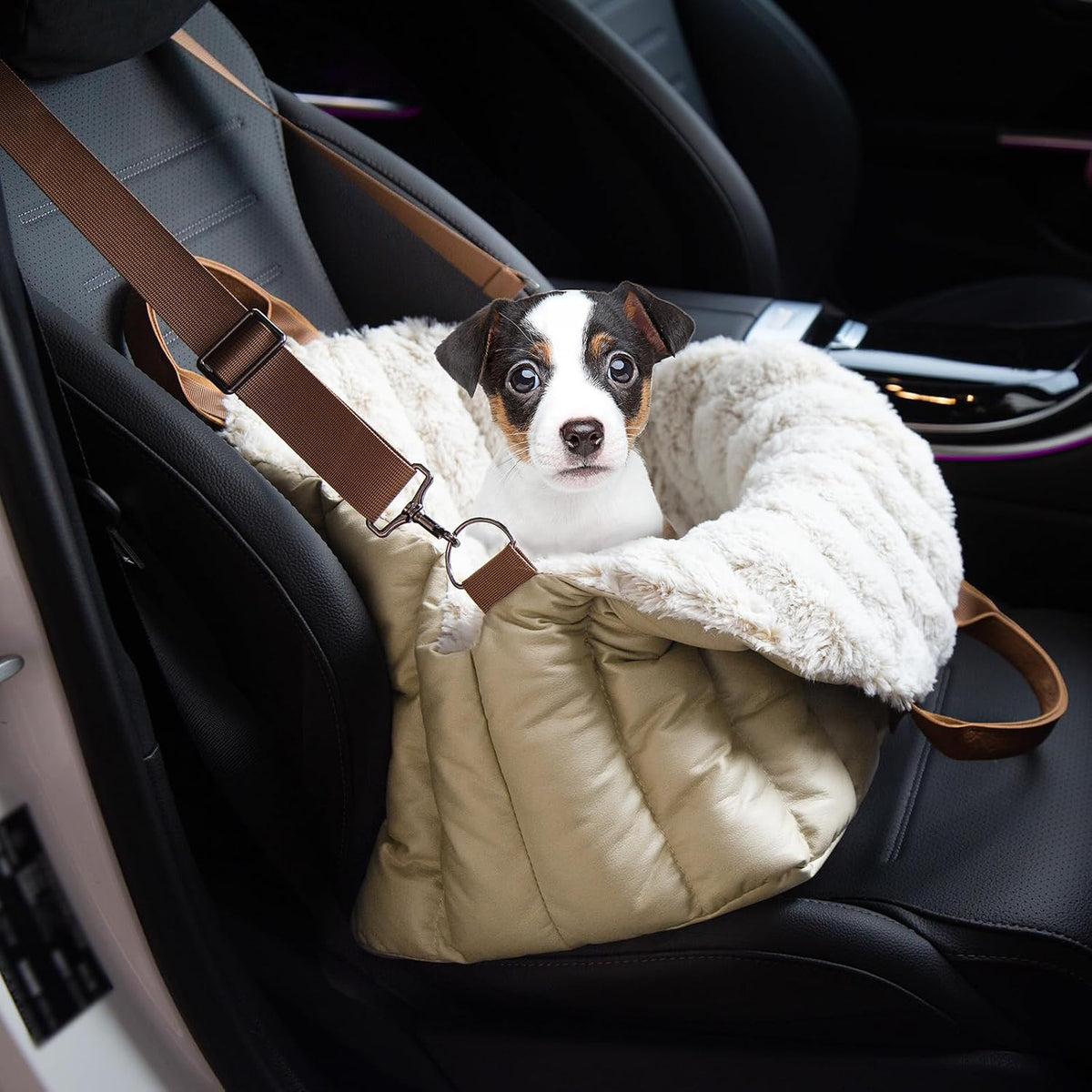 ClevaHome Small Dog Car Seat, Cozy Fleece Dog Carriers for Small Dogs