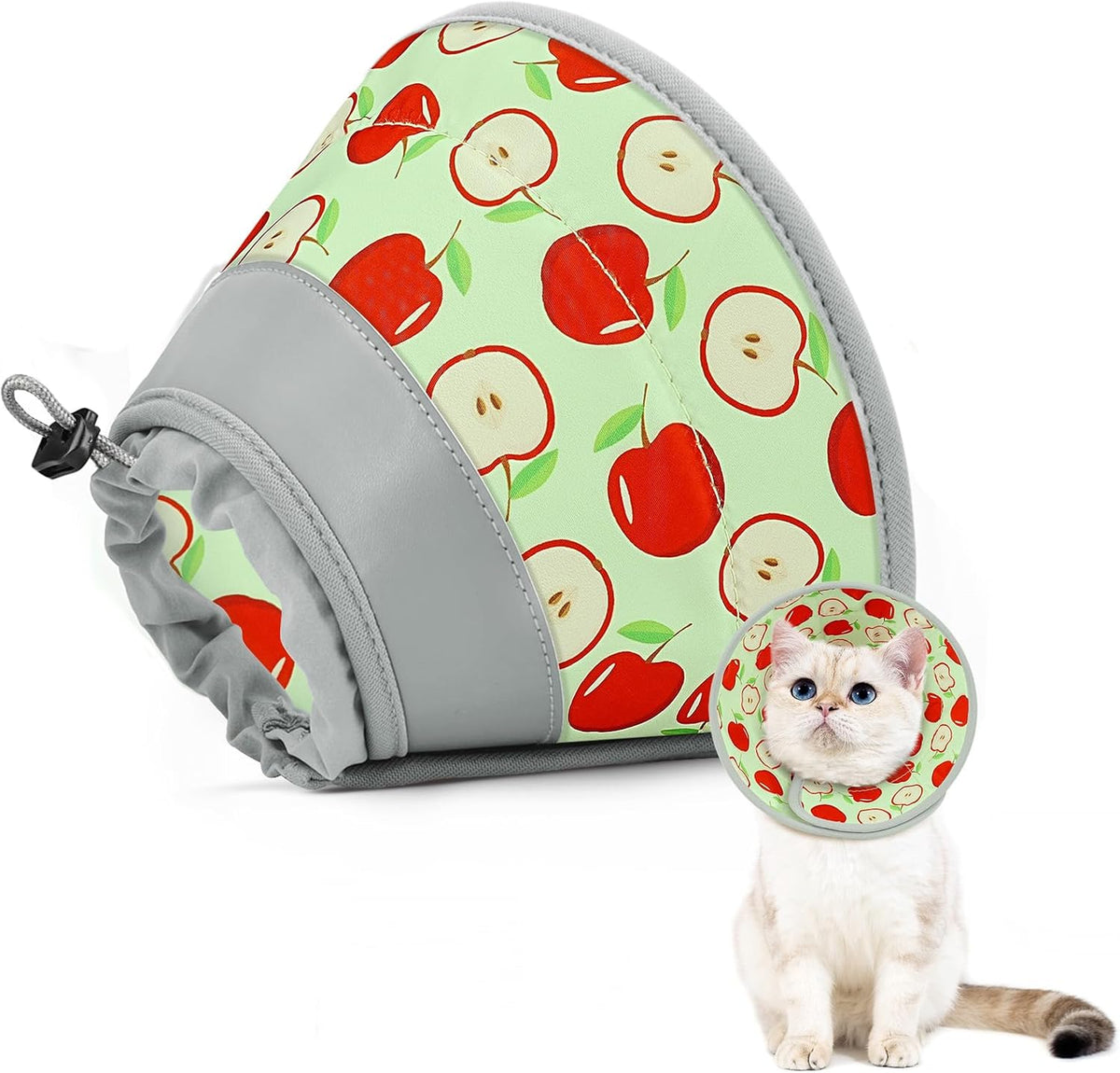 Cat Cone Collar Soft to Stop Licking, Adjustable, Foldable Lightweight Kitten Cones After Surgery Recovery for Cats & Kittens, Cat Cone Alternative, Easy Eating (AppleRed, L)