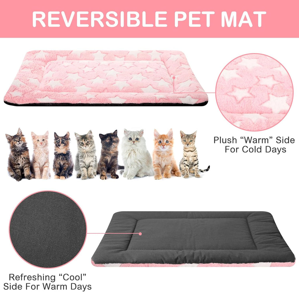 VitalCozy 4 Pcs Dog Crate Pads Soft Warm,18 x 14 x 1.6 Inch,Star,Colorful