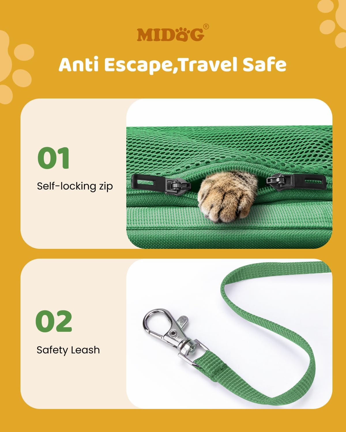 MIDOG Soft Cat Carrier Airline Approved, Expandable for Cats Up to 15lbs