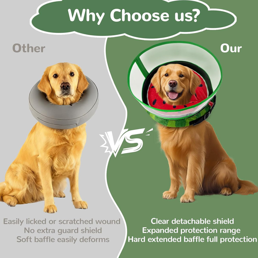 Inflatable Dog Cone Collar with Anti-Licking Clear Shield, Adjustable Elizabethan Collar, Soft Recovery Collar for Dogs, Dog Cones Alternatives for Large Medium Small Dogs & Cats