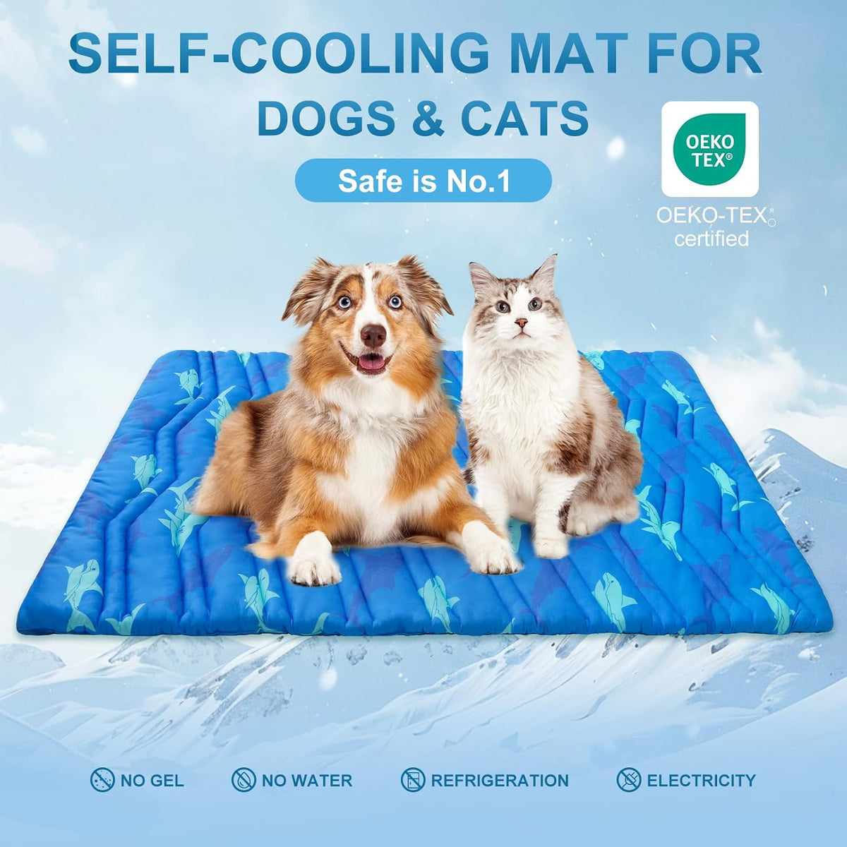 BEAUTYZOO Cooling Mat for Medium Dogs, 36x23in Reversible Pad, Self-Cooling