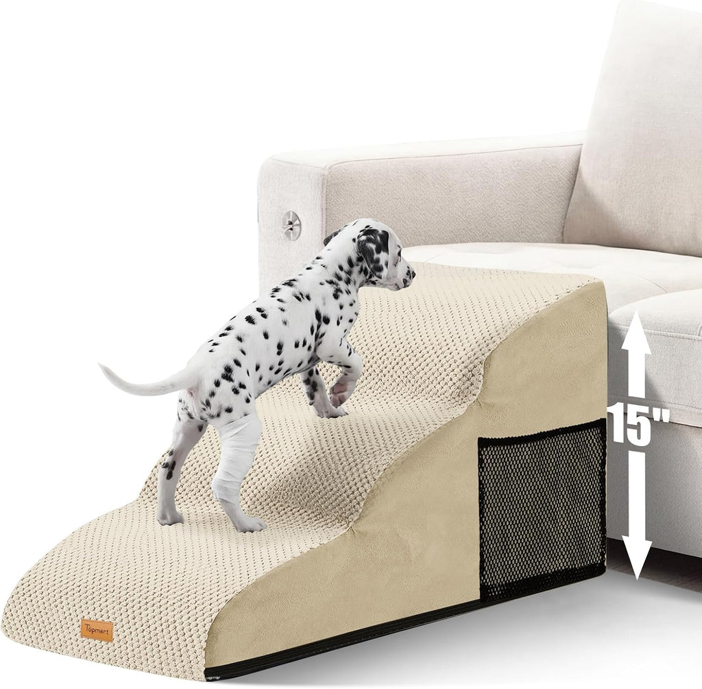 Topmart High Density Extended Foam Dog Ramp&Steps 3 Tiers,15.7" High