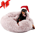Himax 35in Covered Large Dog Bed with Blanket Attached Calming Burrow Beige