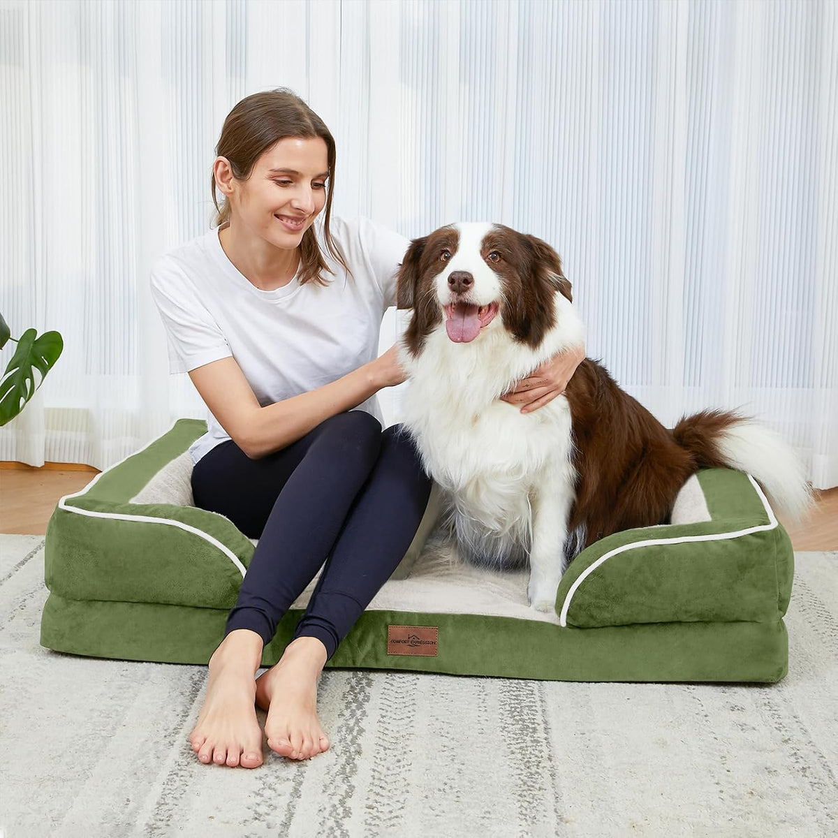 Comfort Expression Orthopedic Dog Bed for Medium Size Dog with Bolster