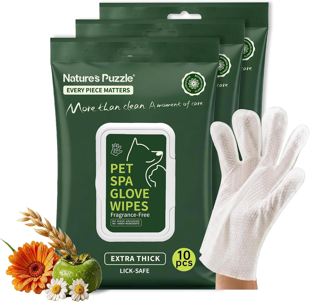 Hypoallergenic Dog & Cat Bathing Glove Wipes, 30 ct