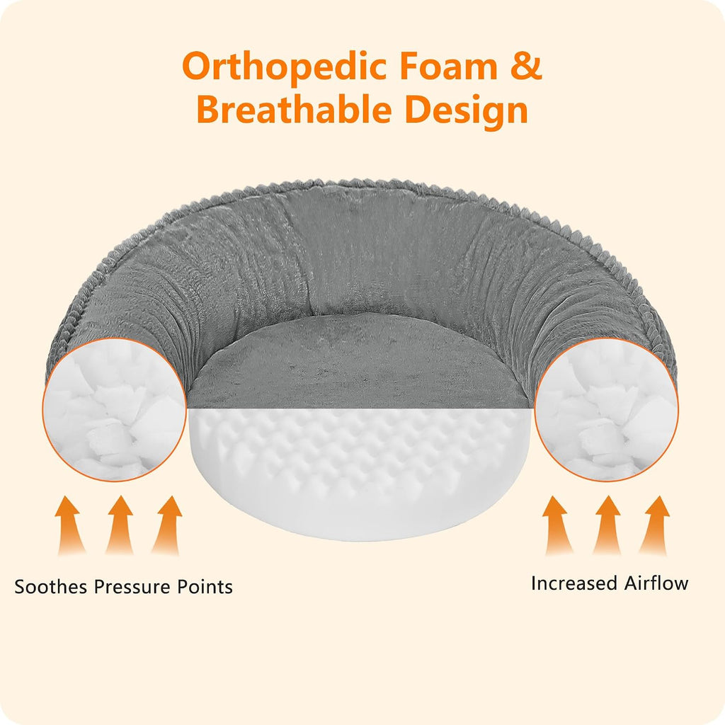 Dwanton Orthopedic Medium Dount Dog Bed, Egg-Crate Foam Round Dog Sofa, 32"