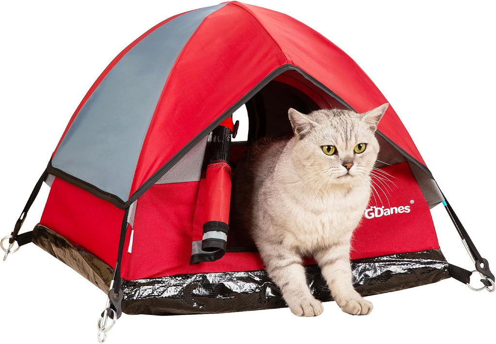 GDanes Red Cat Tent, Cat House Bed for Indoor Cats with Soft Pad