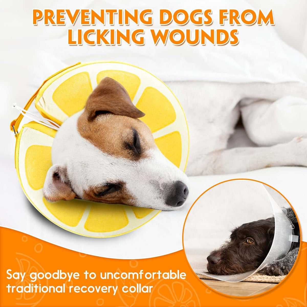 Inflatable Dog Cone, Protective Inflatable Collar for Large Dogs,Soft Adjustable Pet Cone Alternative After Surgery for Wound Healing and Prevent from Biting or Scratching,L(12.5"-18")