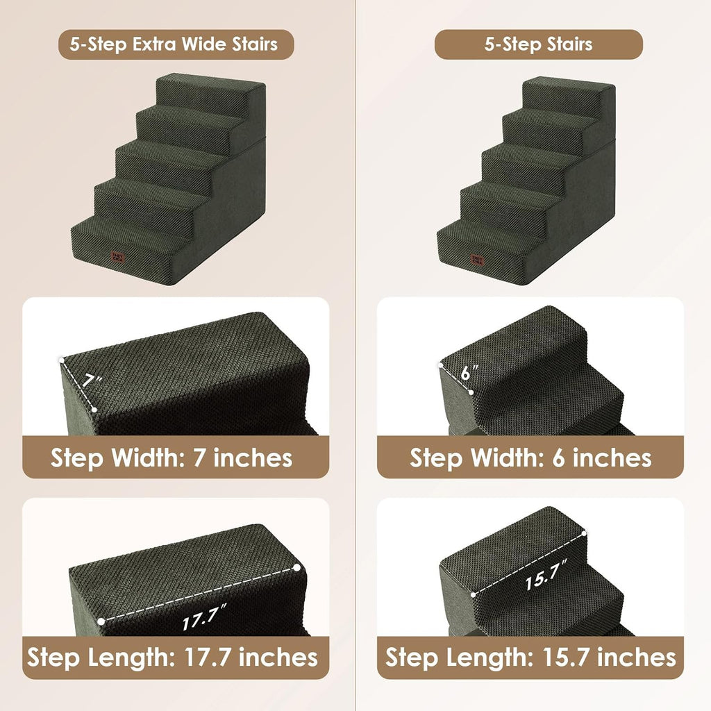 EHEYCIGA Dog Stairs for Bed 22.5" H, 5-Step Extra Wide Dog Steps