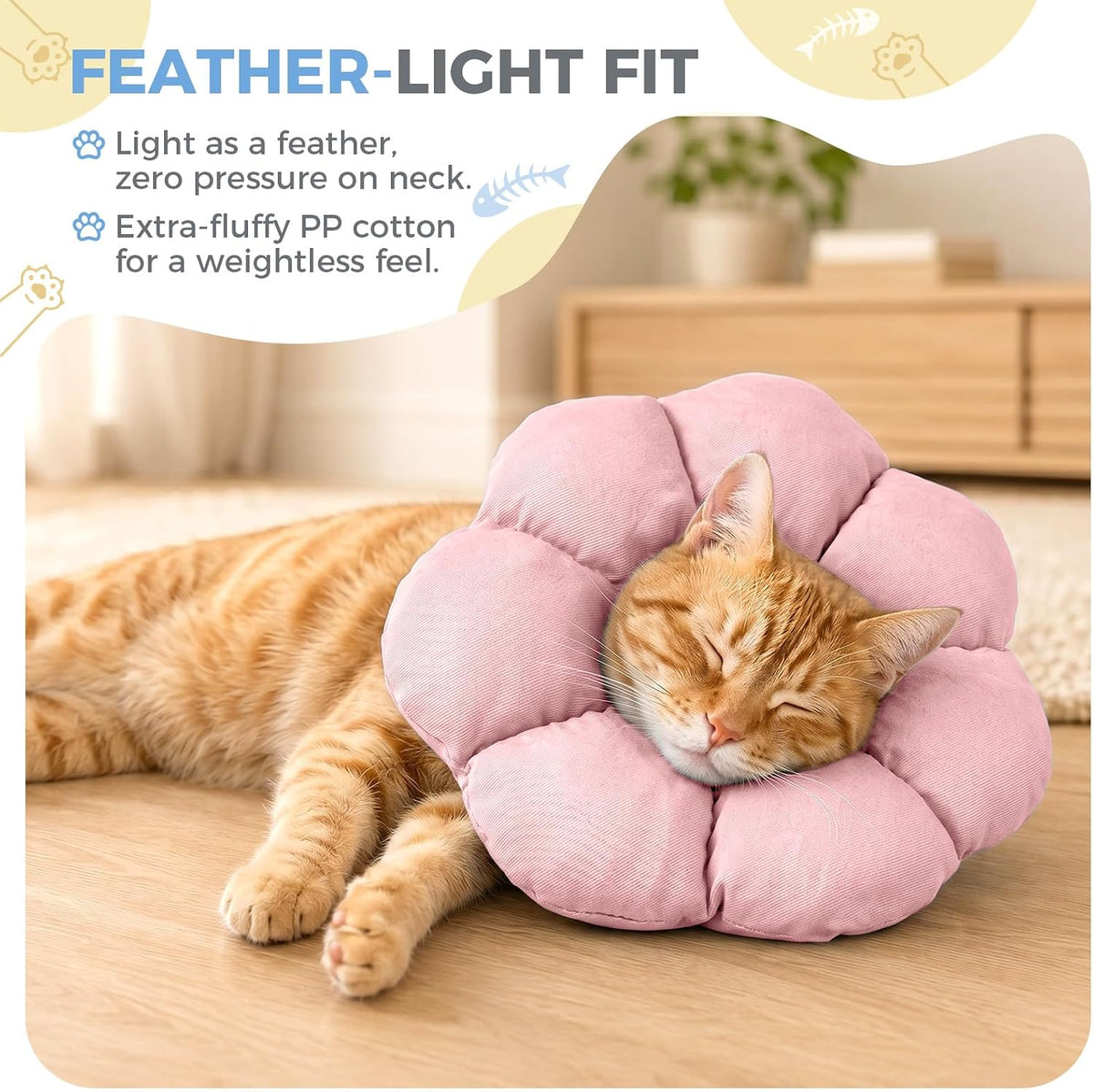 Avont Soft Cat Cone M Softpink Post-Surgery Anti-Lick Adjustable