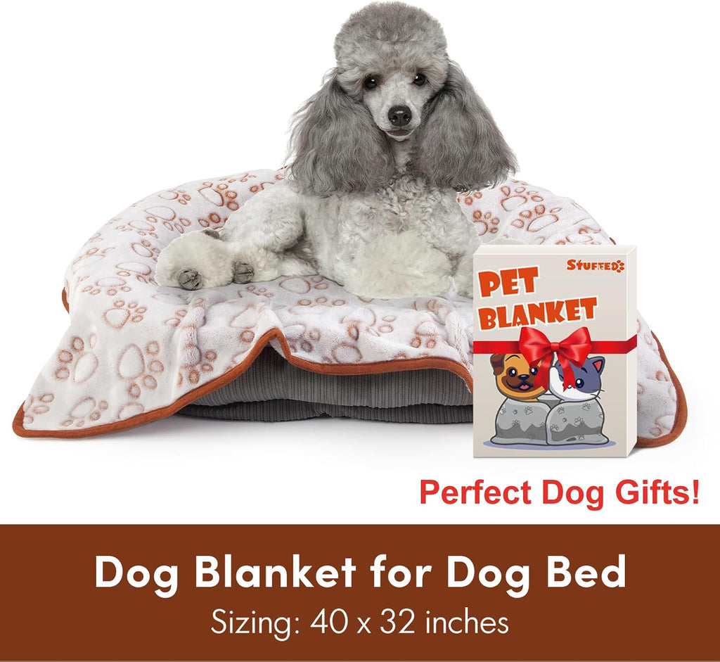 Stuffed Brown Soft Dog Blanket for French Bulldog Gifts, 32x40 inches, Premium Brown Flannel Fleece Blanket, Newborn Puppy Kitten Boy Essentials